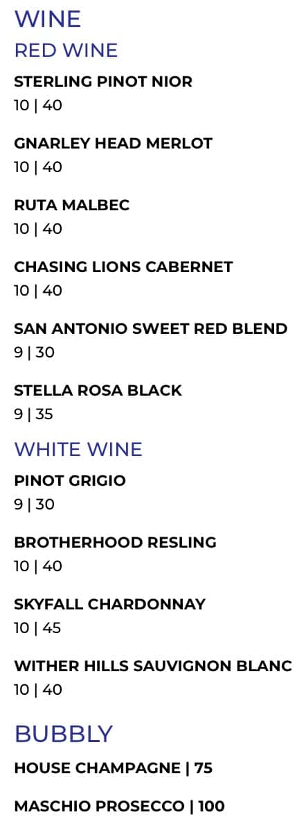 Nouvea Bar and Grill College Park Drinks Menu