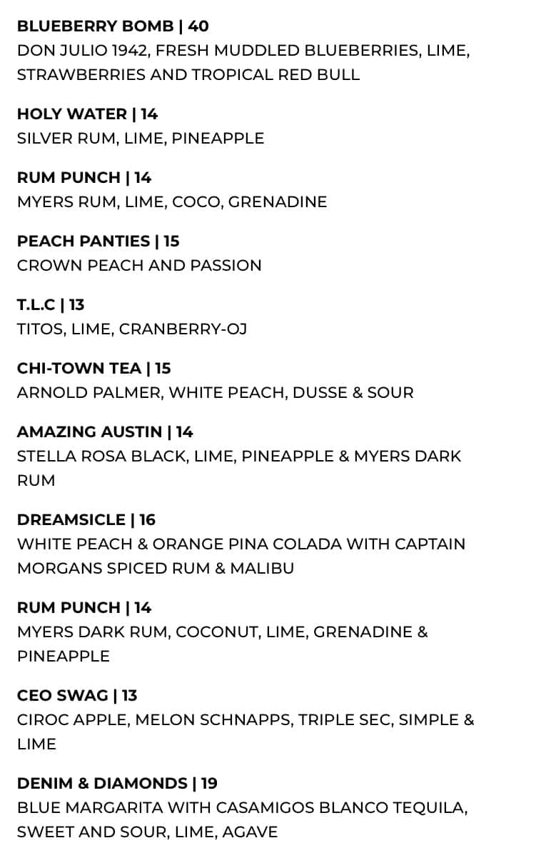 Nouvea Bar and Grill College Park Drinks Menu