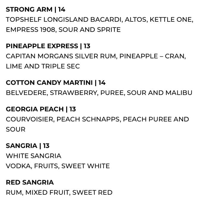 Nouvea Bar and Grill College Park Drinks Menu
