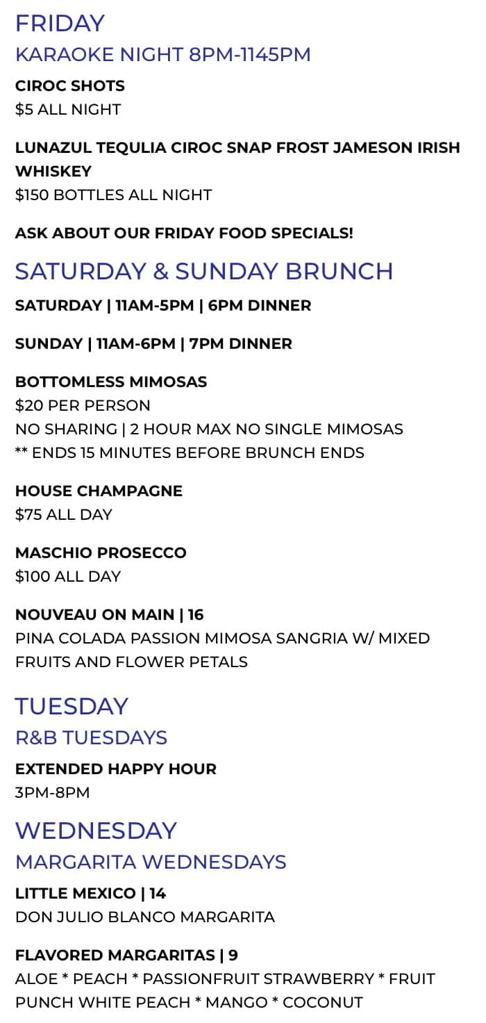 Nouvea Bar and Grill Jonesboro Drinks Menu