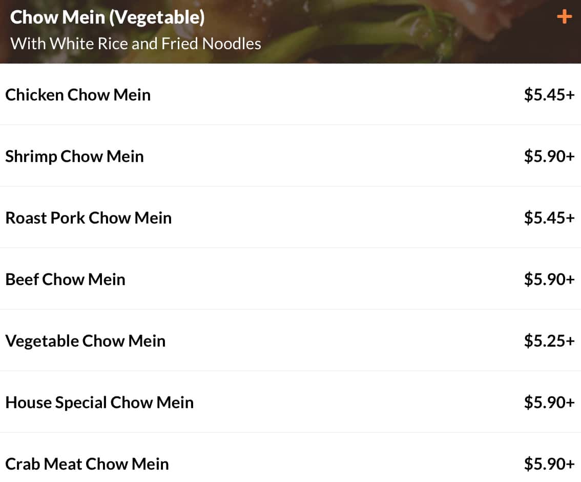 China Garden Chow Mai Menu