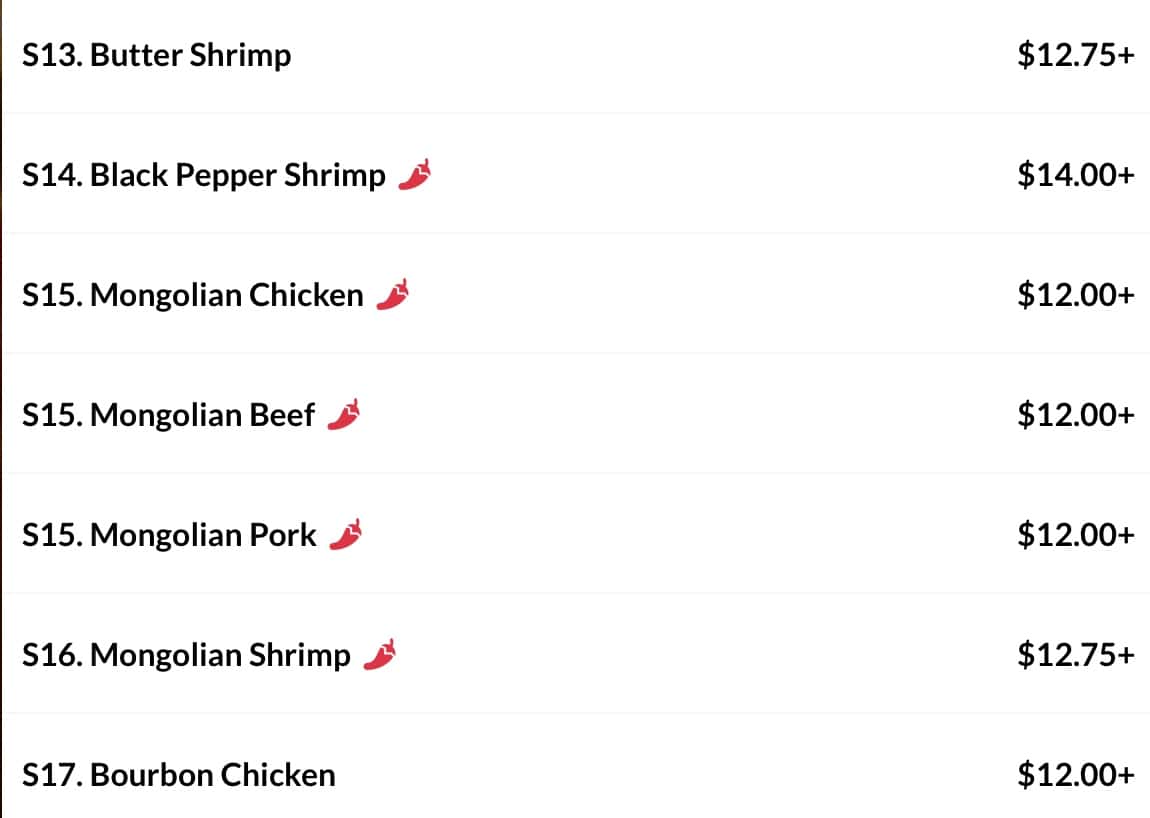 China Garden Chefs Specialties Menu