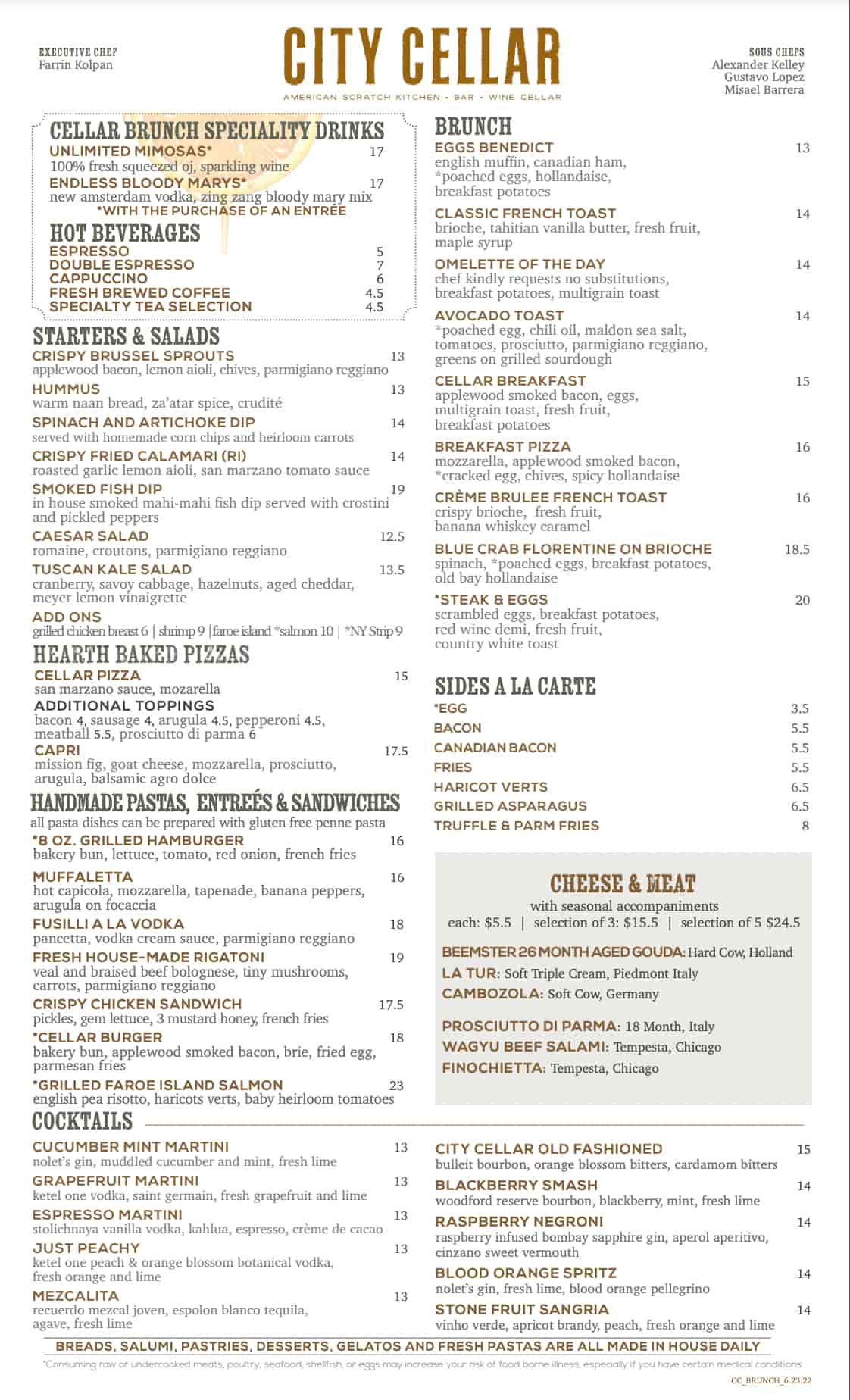 City Cellar Wine Bar and Grill Menu With Prices