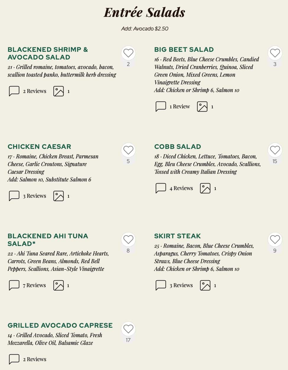 Daily Grill Lunch and Dinner Menu