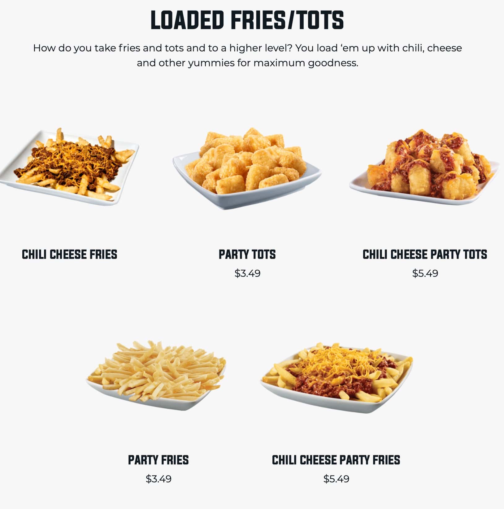 Krystal Loaded Fries and Tots Menu