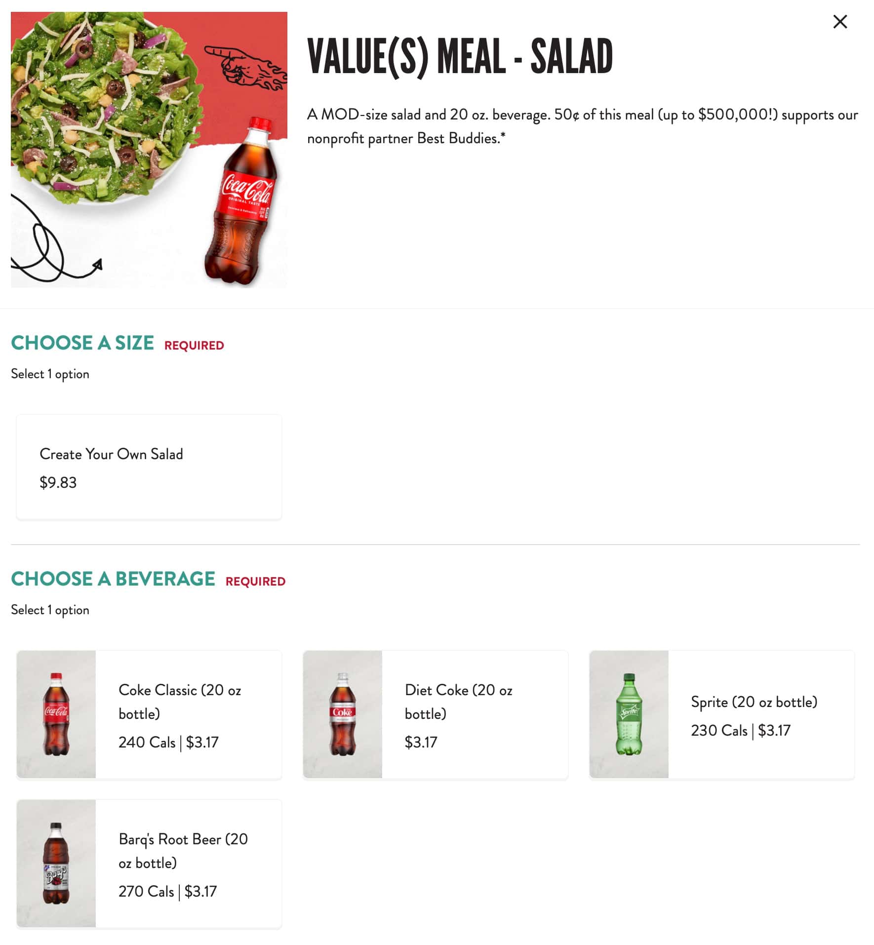 MOD Pizza Salads Menu
