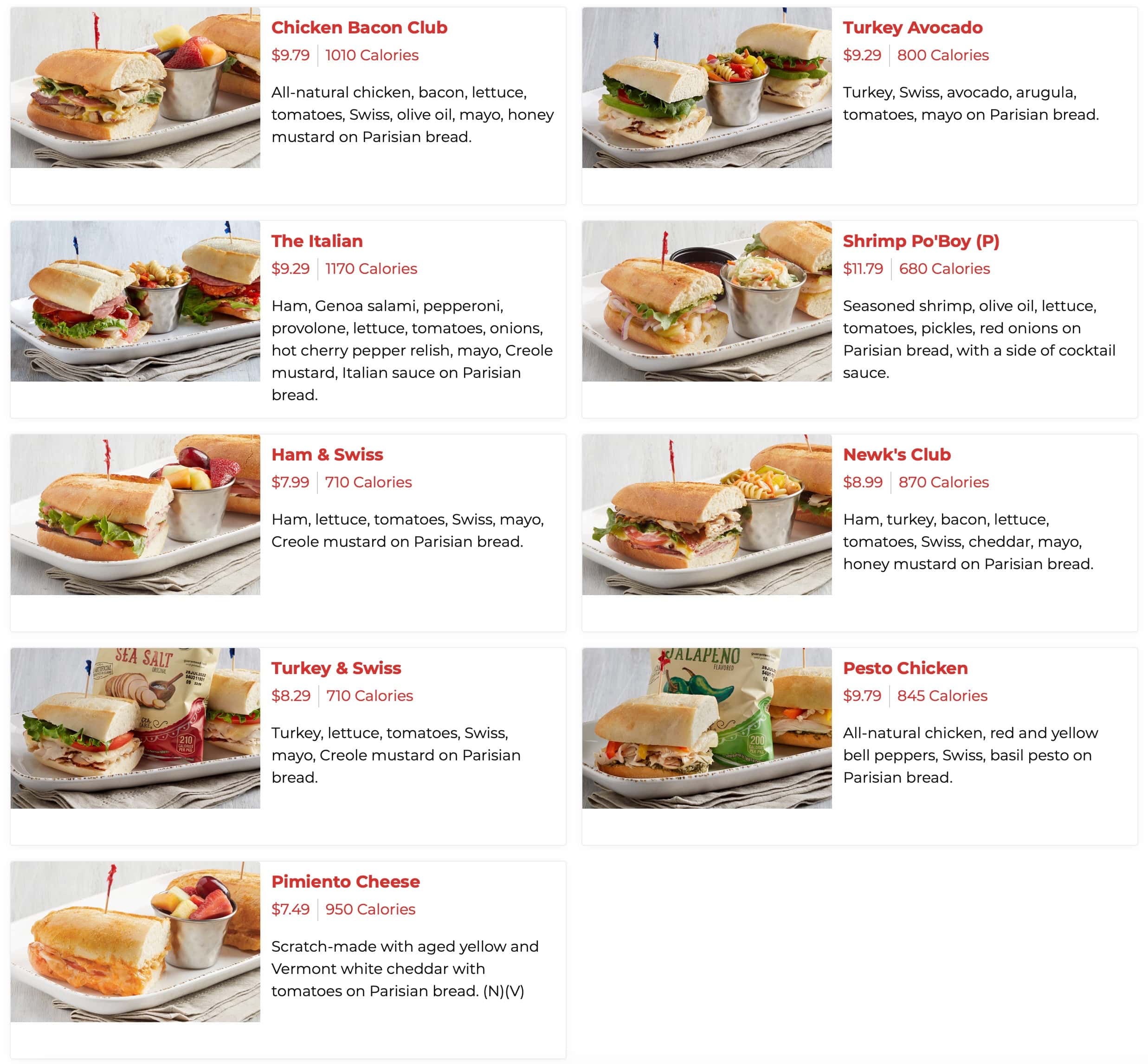 Newk's Eatery Sandwiches Menu