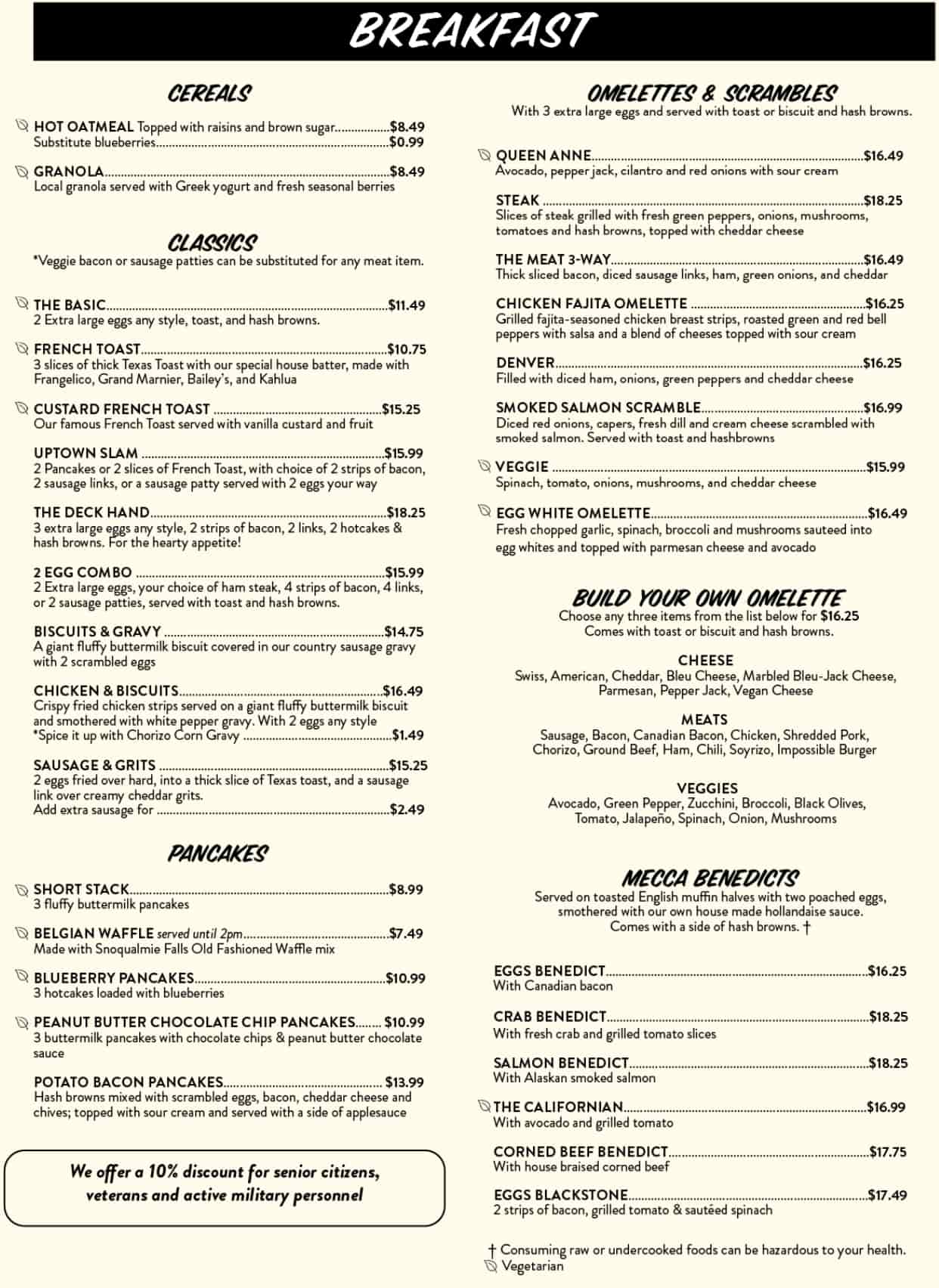 The 5 Point Cafe Seattle Food Menu