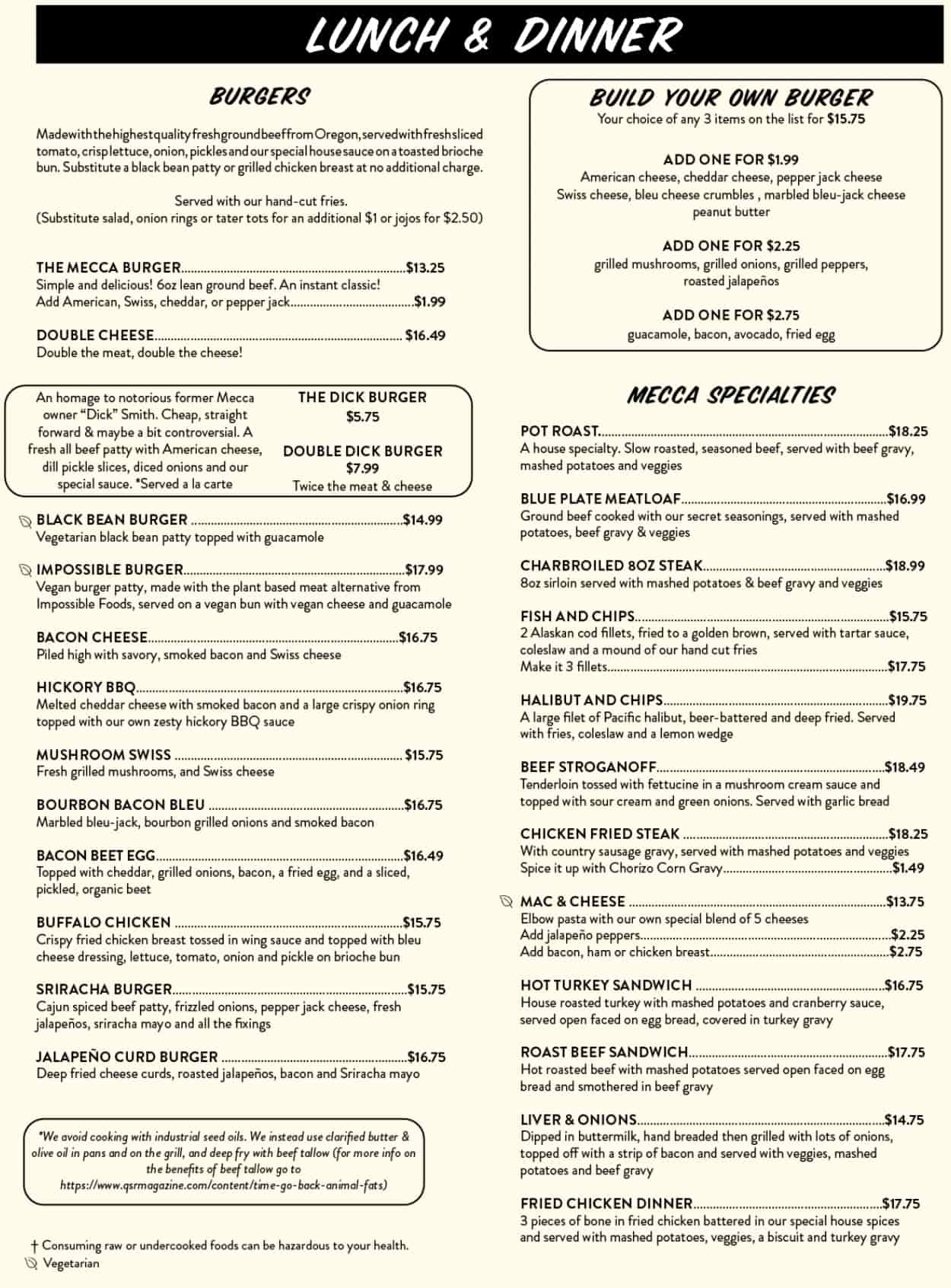 The 5 Point Cafe Food Menu