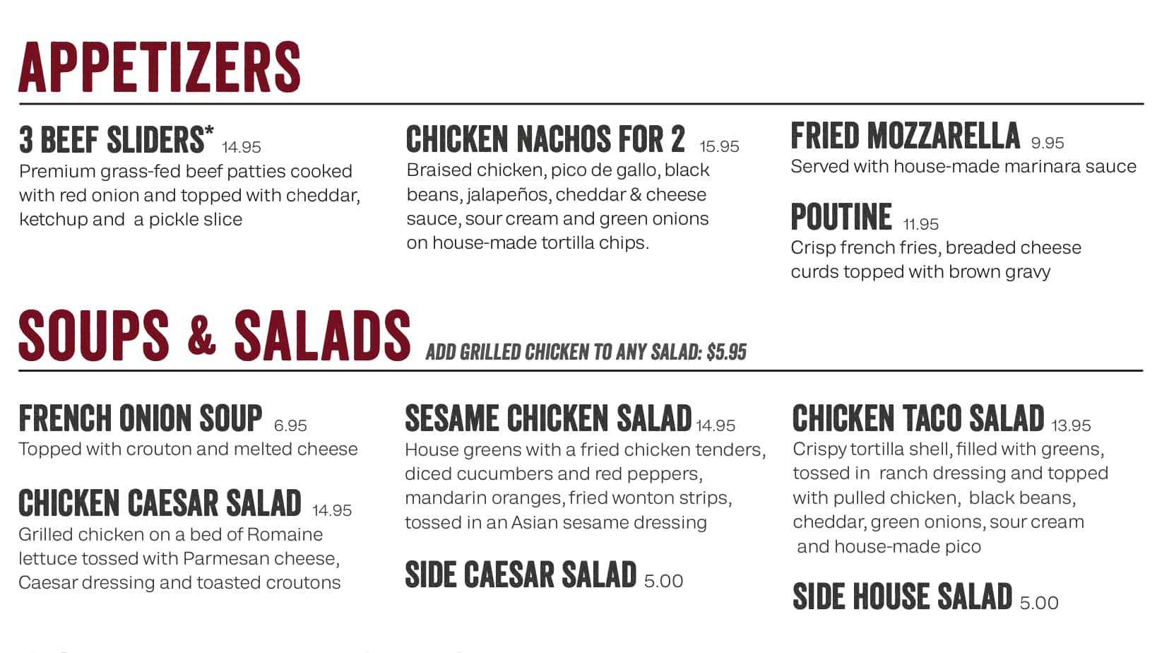 Ace Cafe Orlando  Appetizers, Soups and Salads Menu