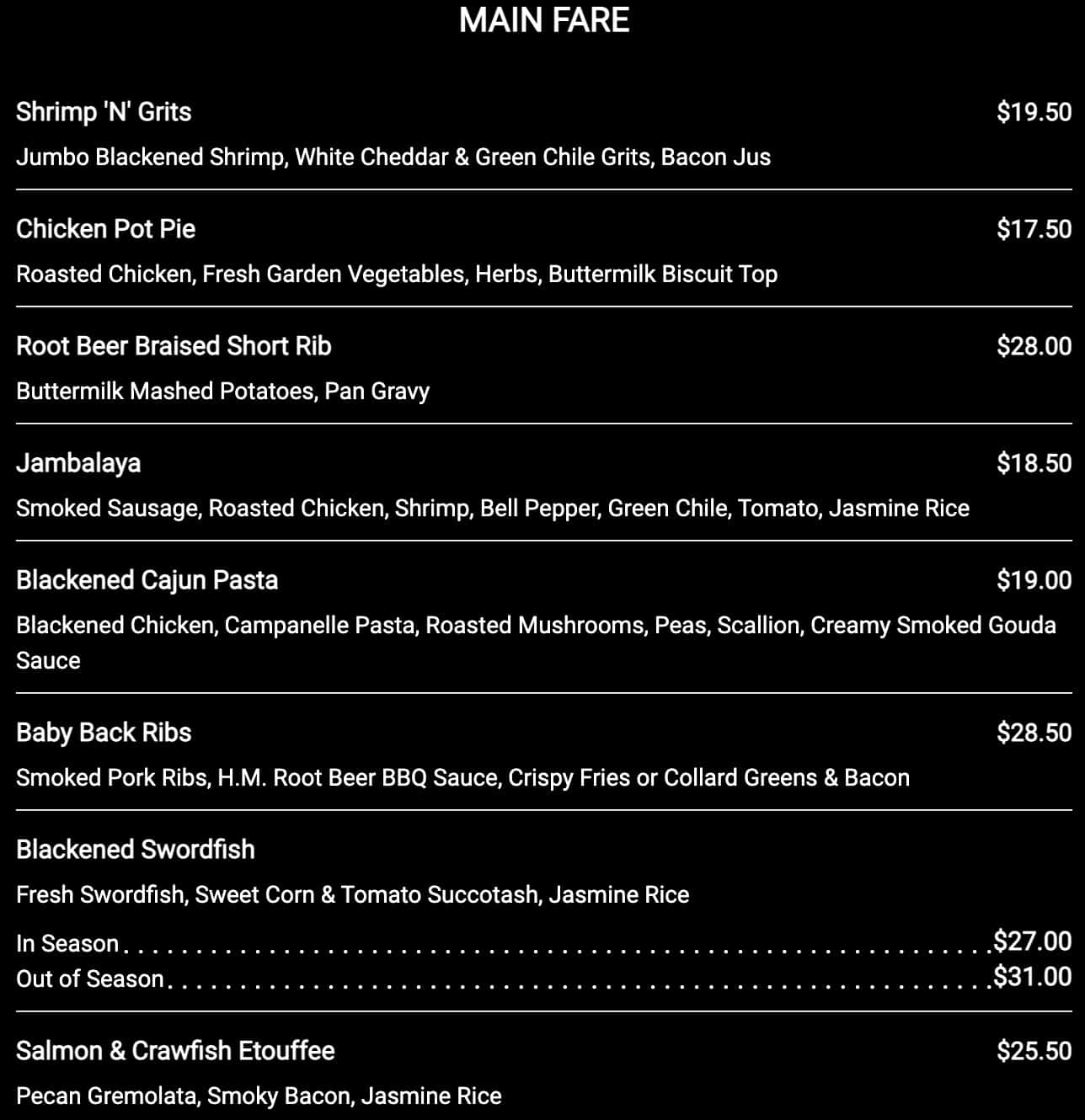 Batch New Southern Kitchen and Tap: West Palm Beach Dinner Menu