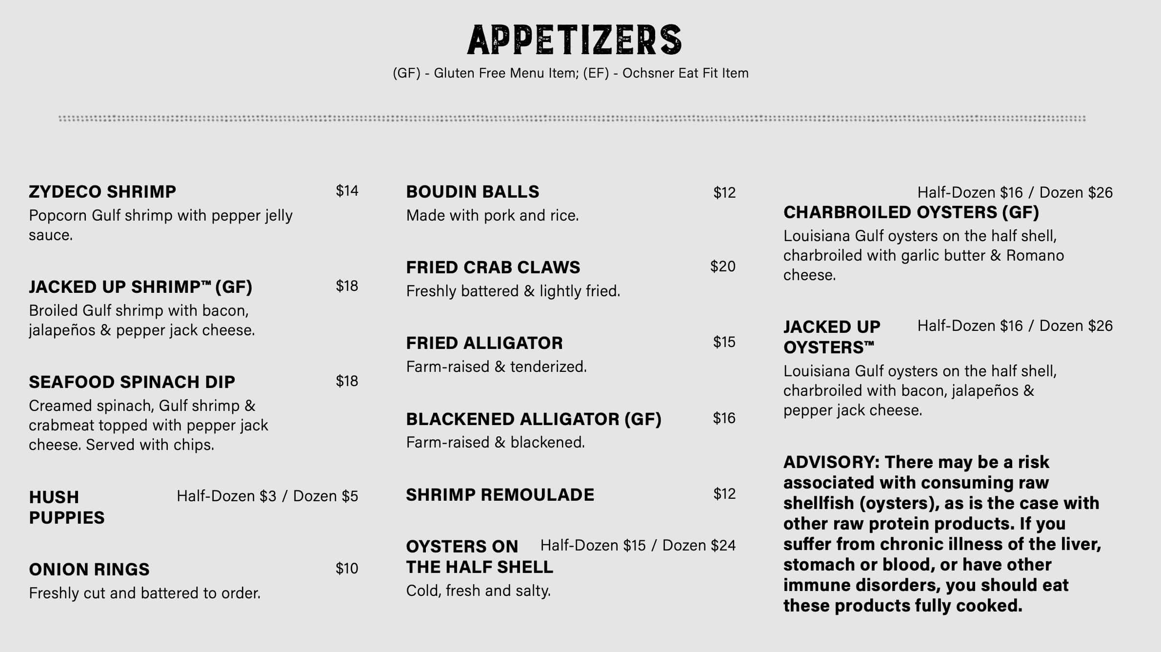Don's Seafood Appetizers Menu