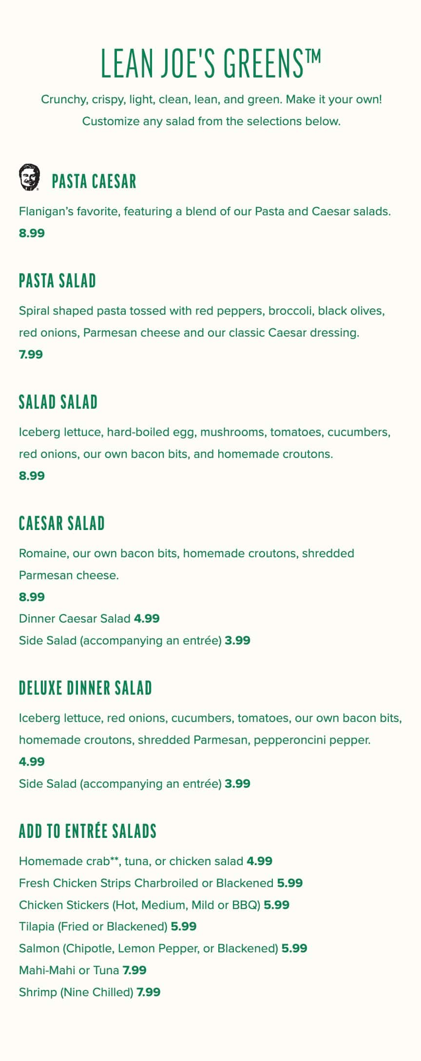 Flanigan's Seafood Bar and Grill Main Menu