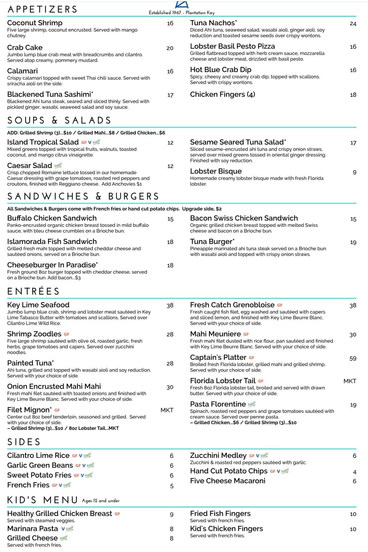 Marker 88 Menu With Prices