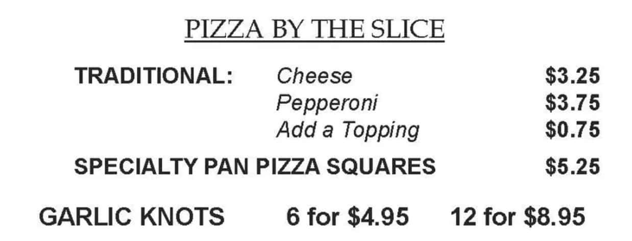321 Go Pizza Pizza By The Slice Menu