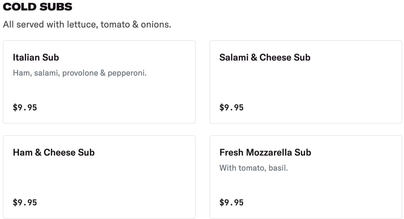 333 Pizza and Ice Cream Subs Menu
