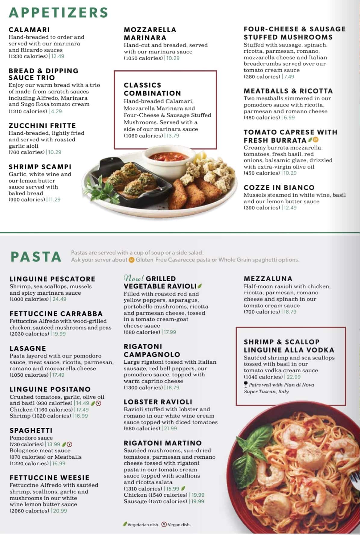 Carrabba's Italian Grill Dinner Menu