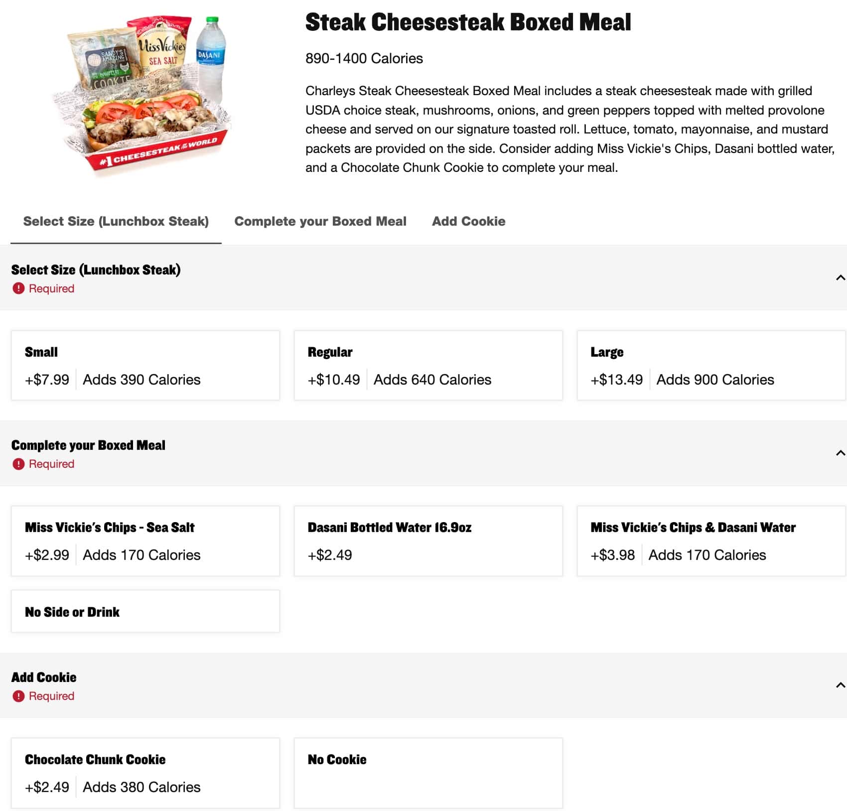 Charleys Cheesesteaks Catering Menu