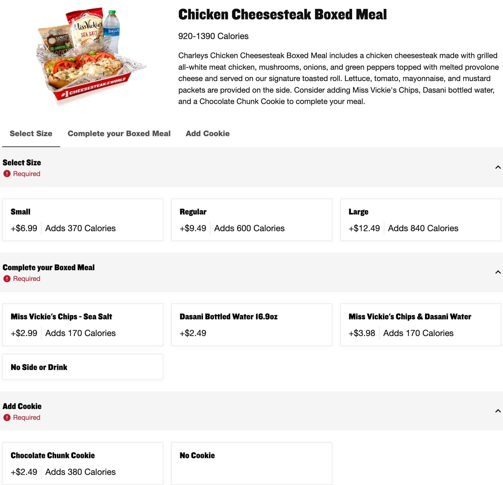 Charleys Cheesesteaks Catering Menu