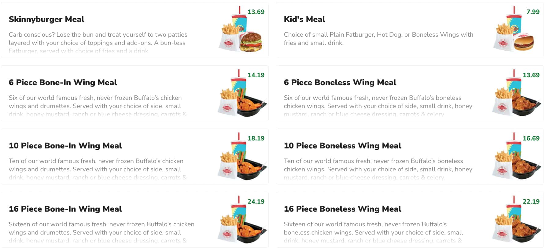 Fatburger & Buffalo's Express Meals Menu