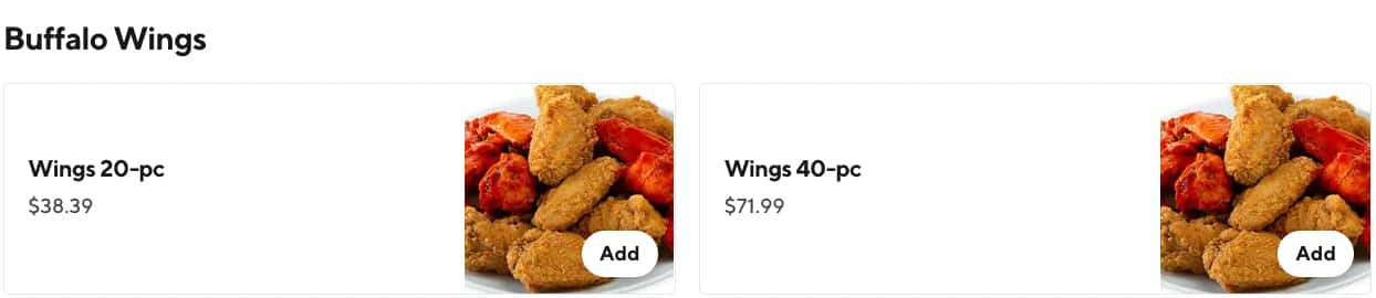 Krispy Krunchy Chicken Buffalo Wings Menu