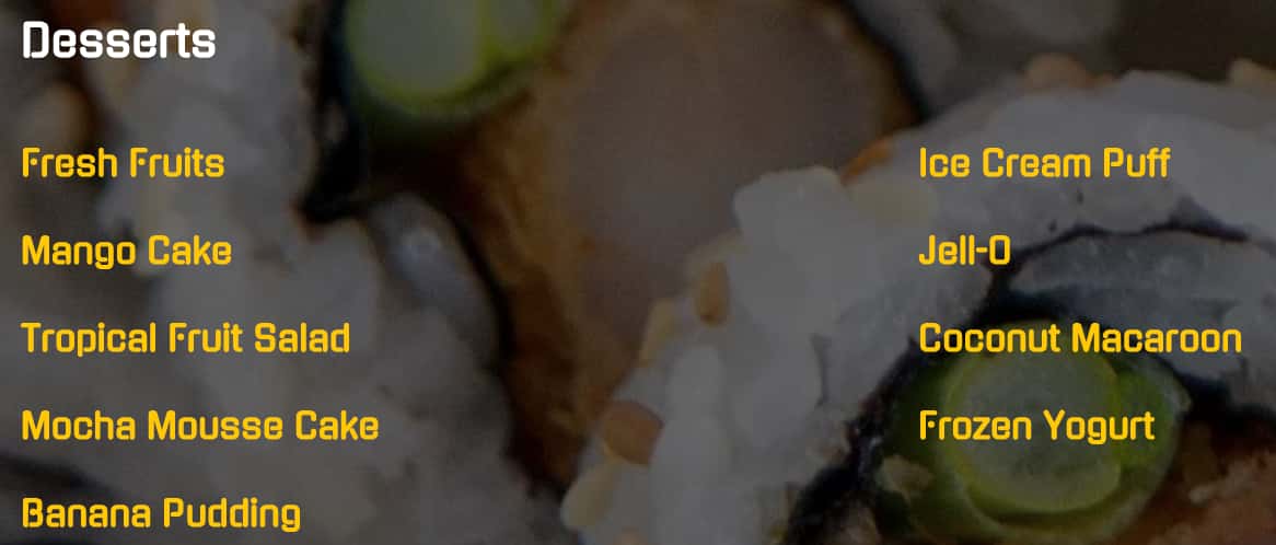 Mikado Japanese Seafood Buffet Lunch Menu