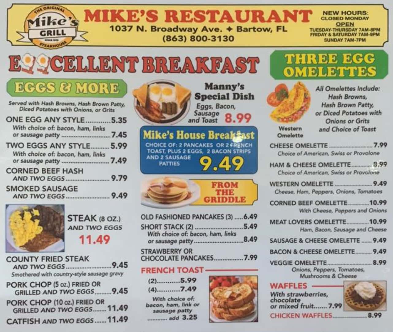 Mike's Grill Breakfast Menu