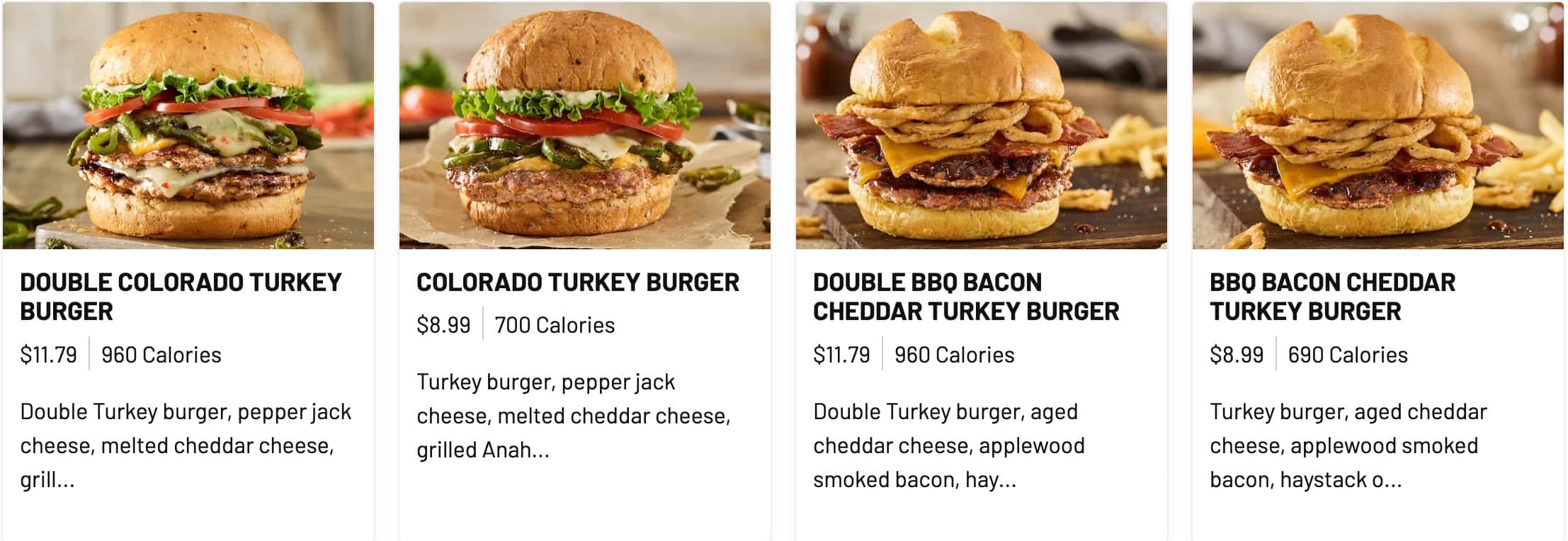 Smashburger Turkey Burgers Menu