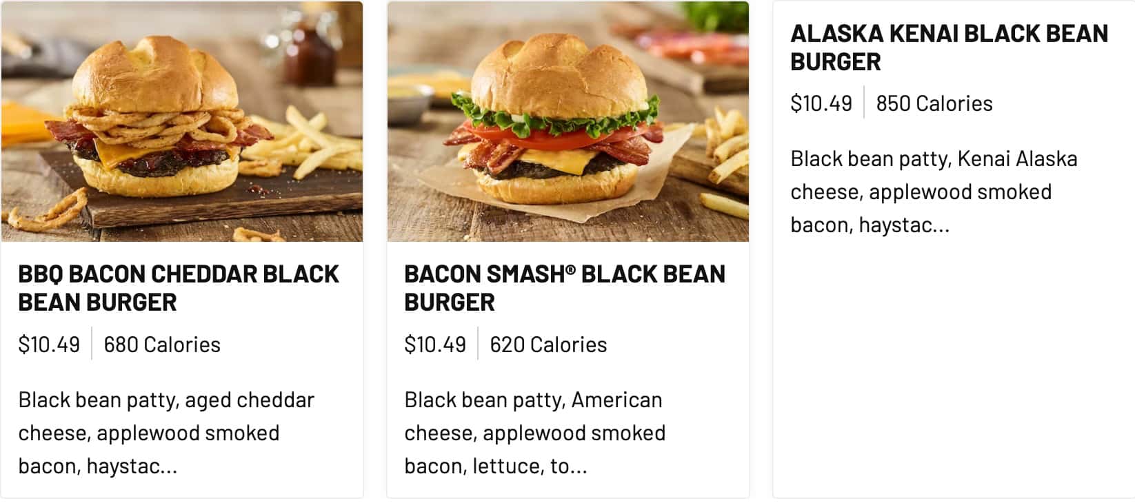 Smashburger Black Bean Burgers Menu