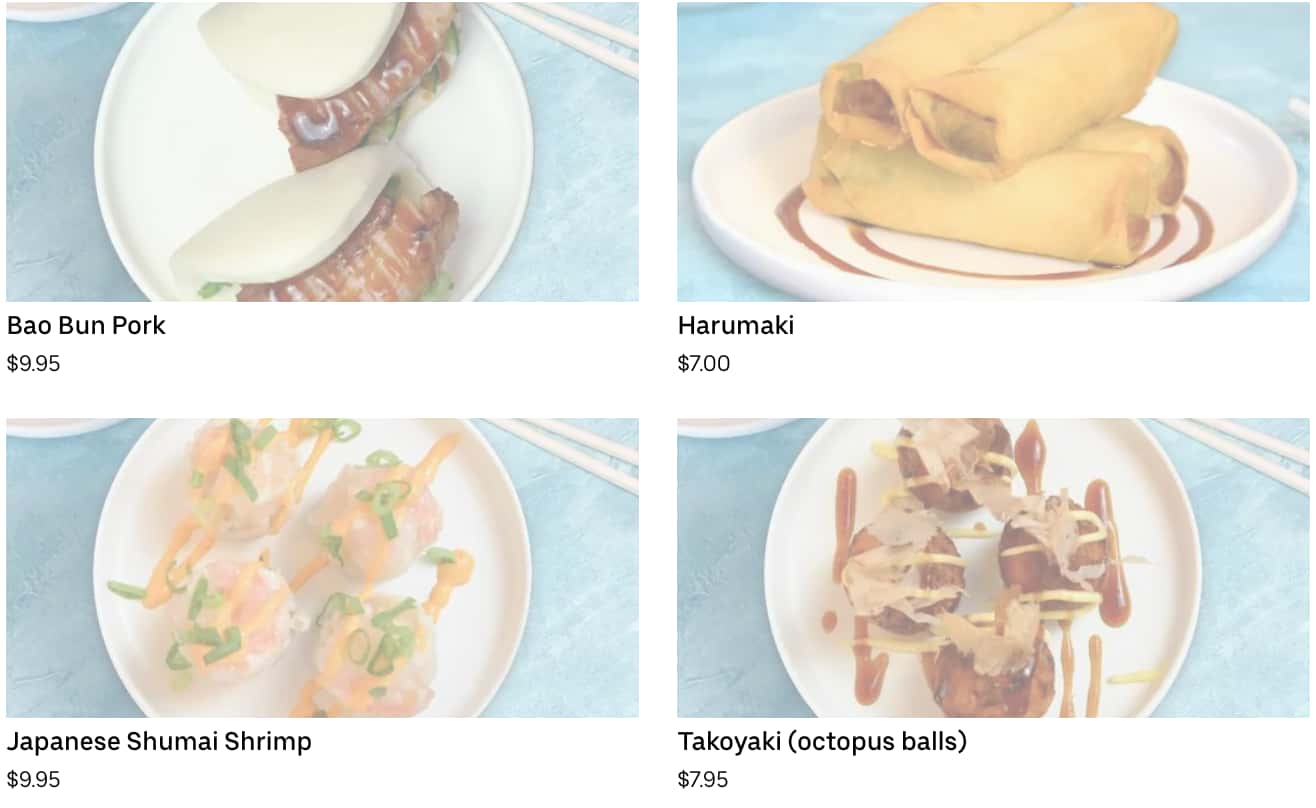 Sushi MAS Japanese Appetizers Menu