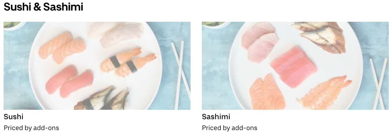 Sushi MAS Sushi and Sashimi Menu