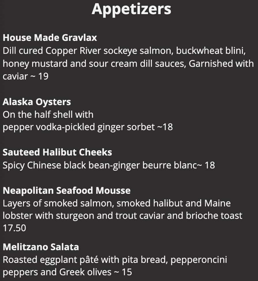 The Marx Bros Cafe Appetizers Menu