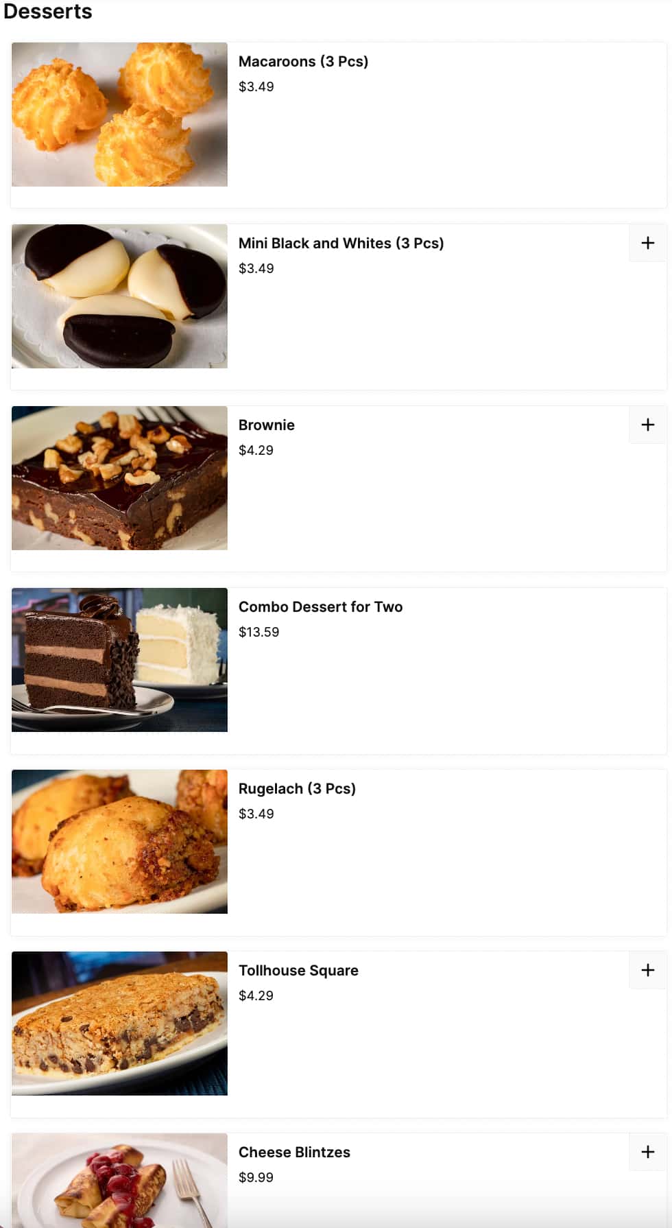 TooJay's Deli Bakery Restaurant Desserts Menu