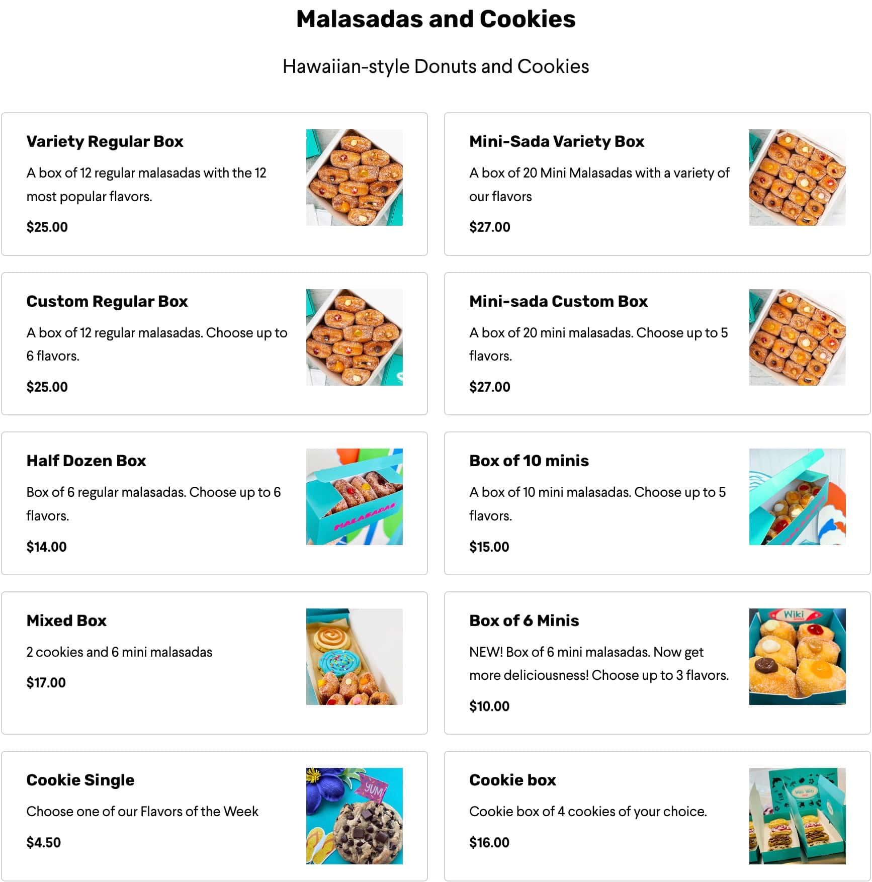 Wiki-Licious Malasadas and Cookies Menu