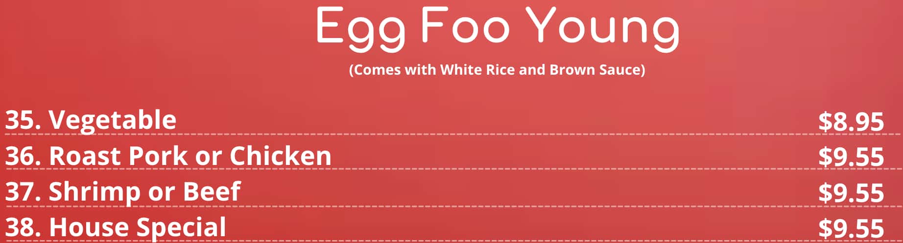 Yums Chinese Food Egg Foo Young Menu