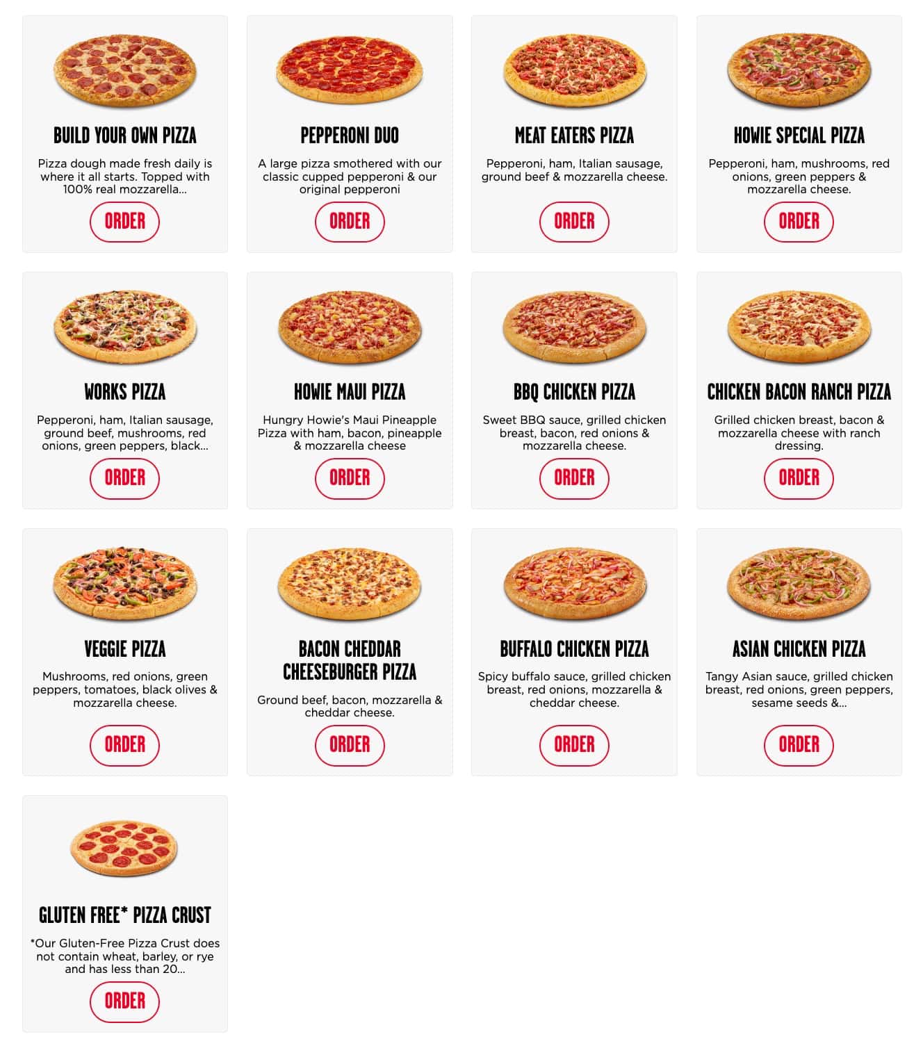 Hungry Howie's Pizza Pizza Menu