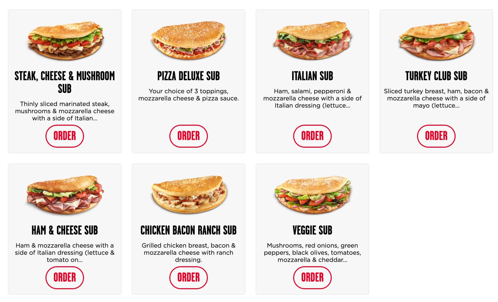 Hungry Howie's Pizza Subs Menu