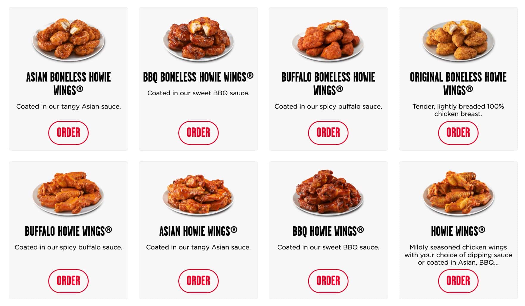 Hungry Howie's Pizza Wings Menu