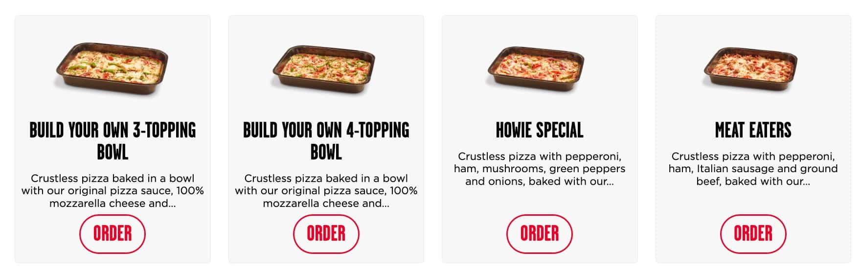 Hungry Howie's Pizza Bowls Menu