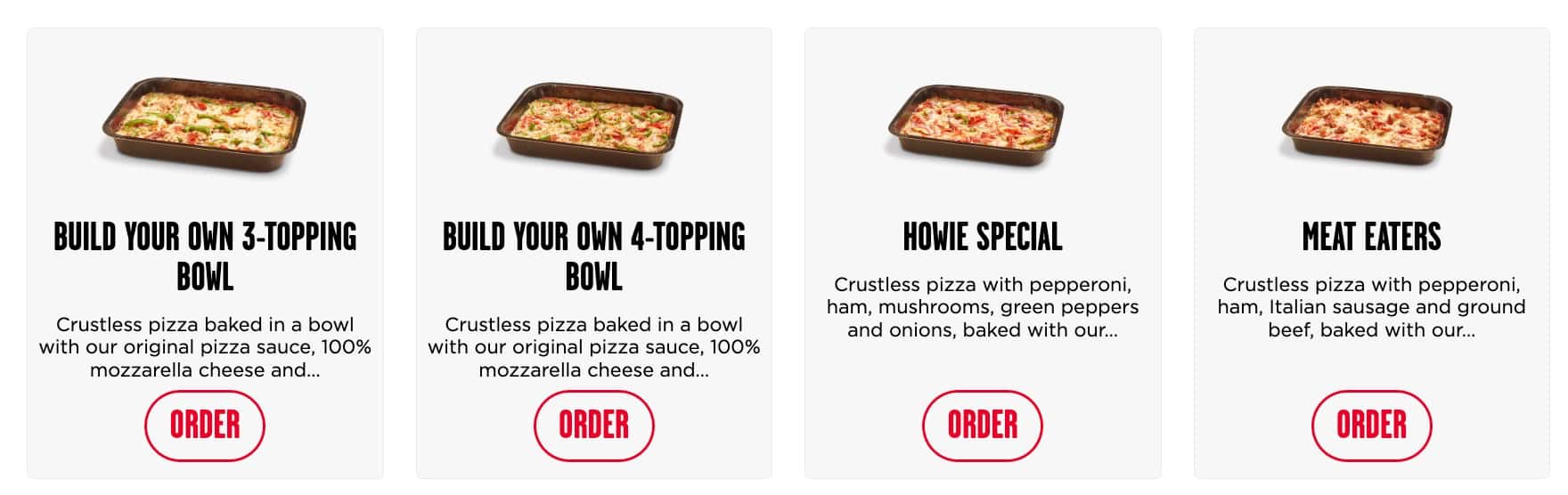 Hungry Howie's Pizza Bowls Menu
