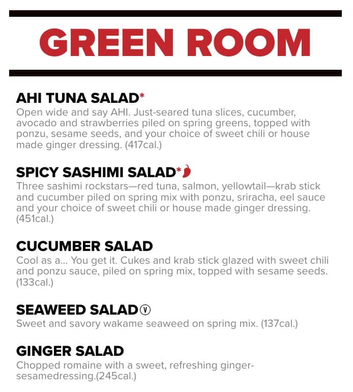 Rock N' Roll Sushi Salads Menu