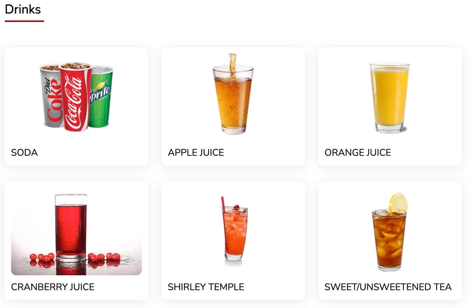 The Juicy Crab Drinks Menu