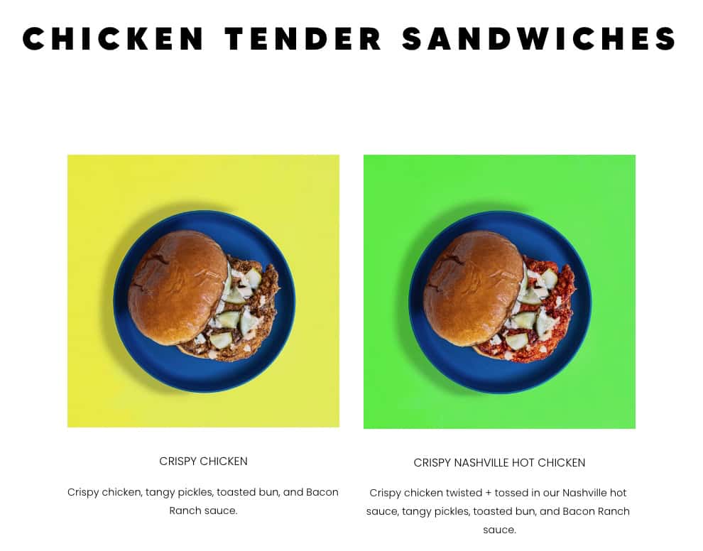 Twisted Tenders Sandwiches Menu