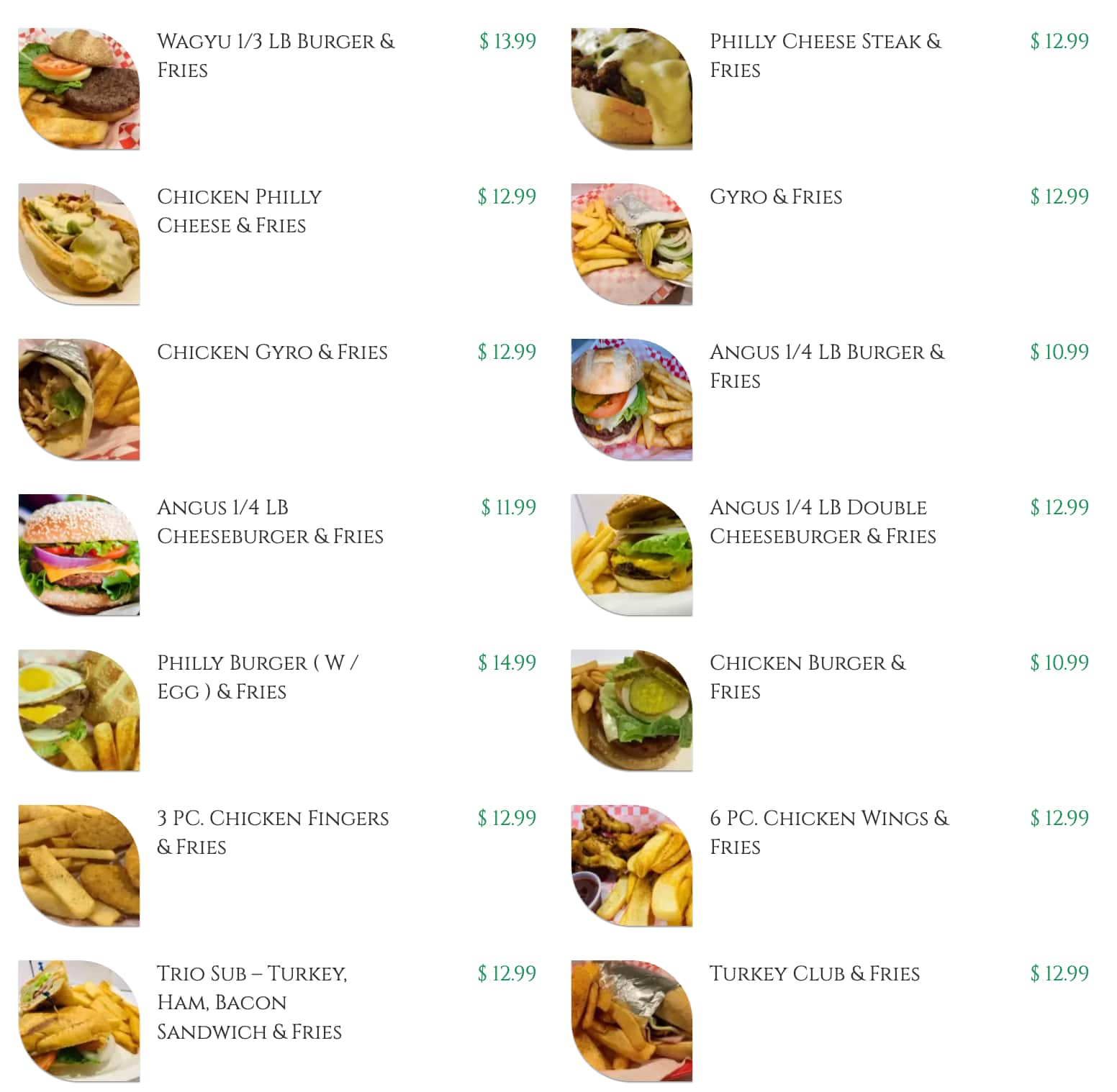 5 Dollar Cafe American and Mexican Food Menu