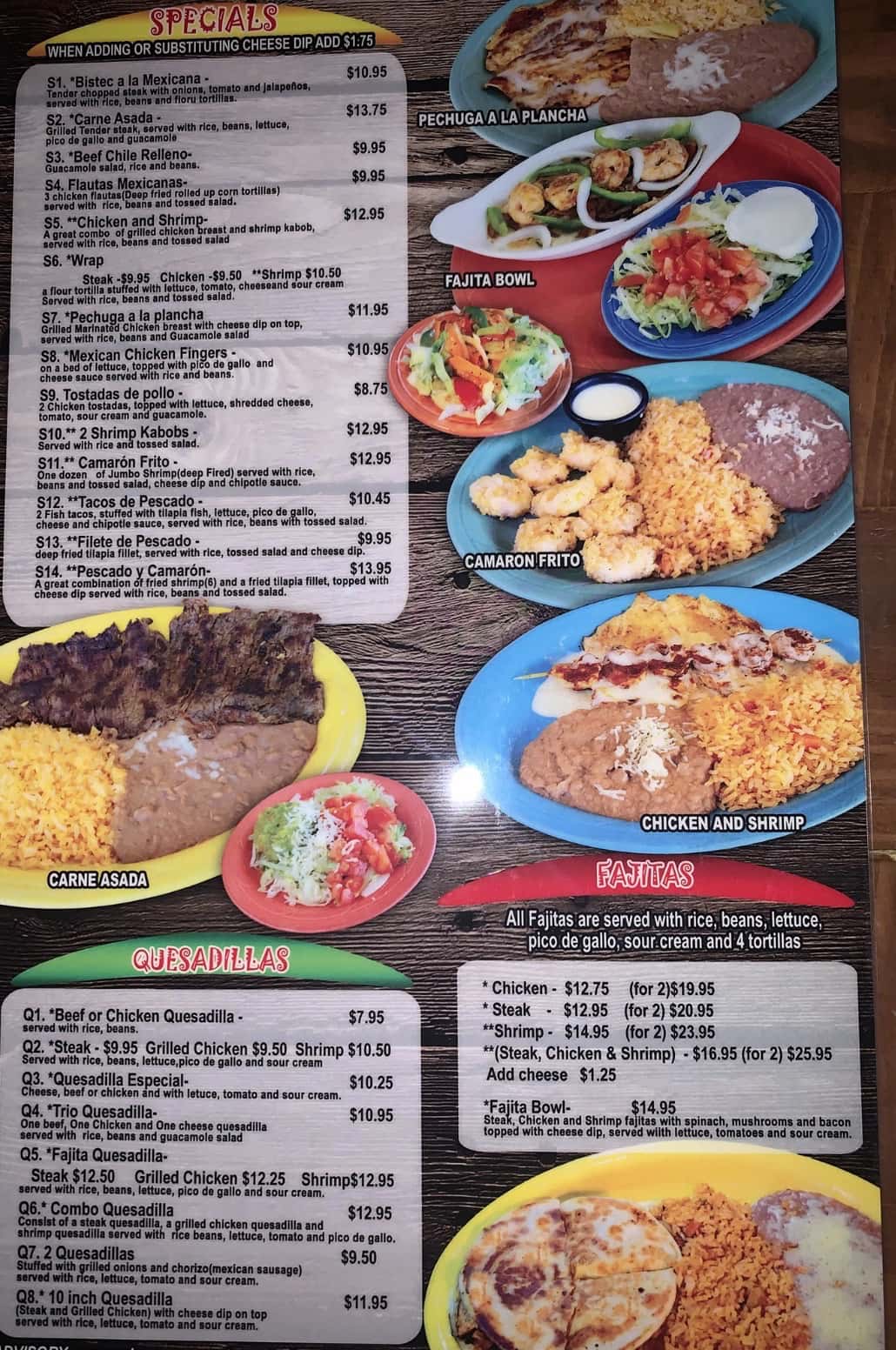 Juanes Mexican Grill Main Menu