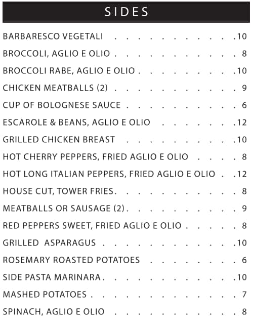 Mario's Osteria Lunch Menu