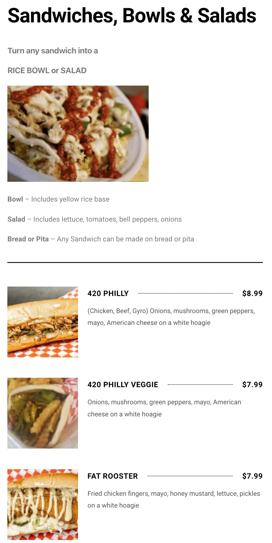 Munch Hut Deli & Store Sandwiches, Bowls, and Salads Menu