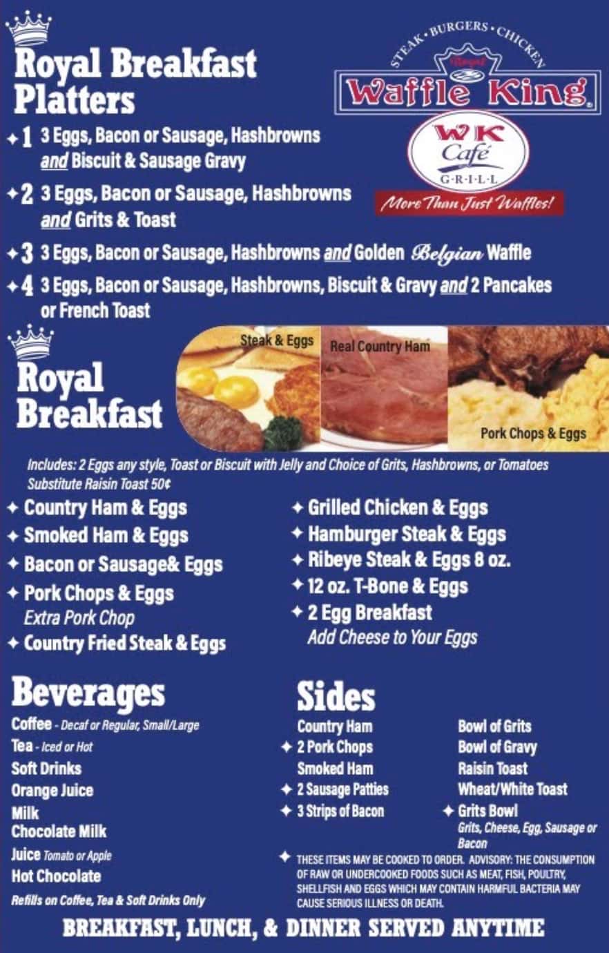 Royal Waffle King Breakfast Menu