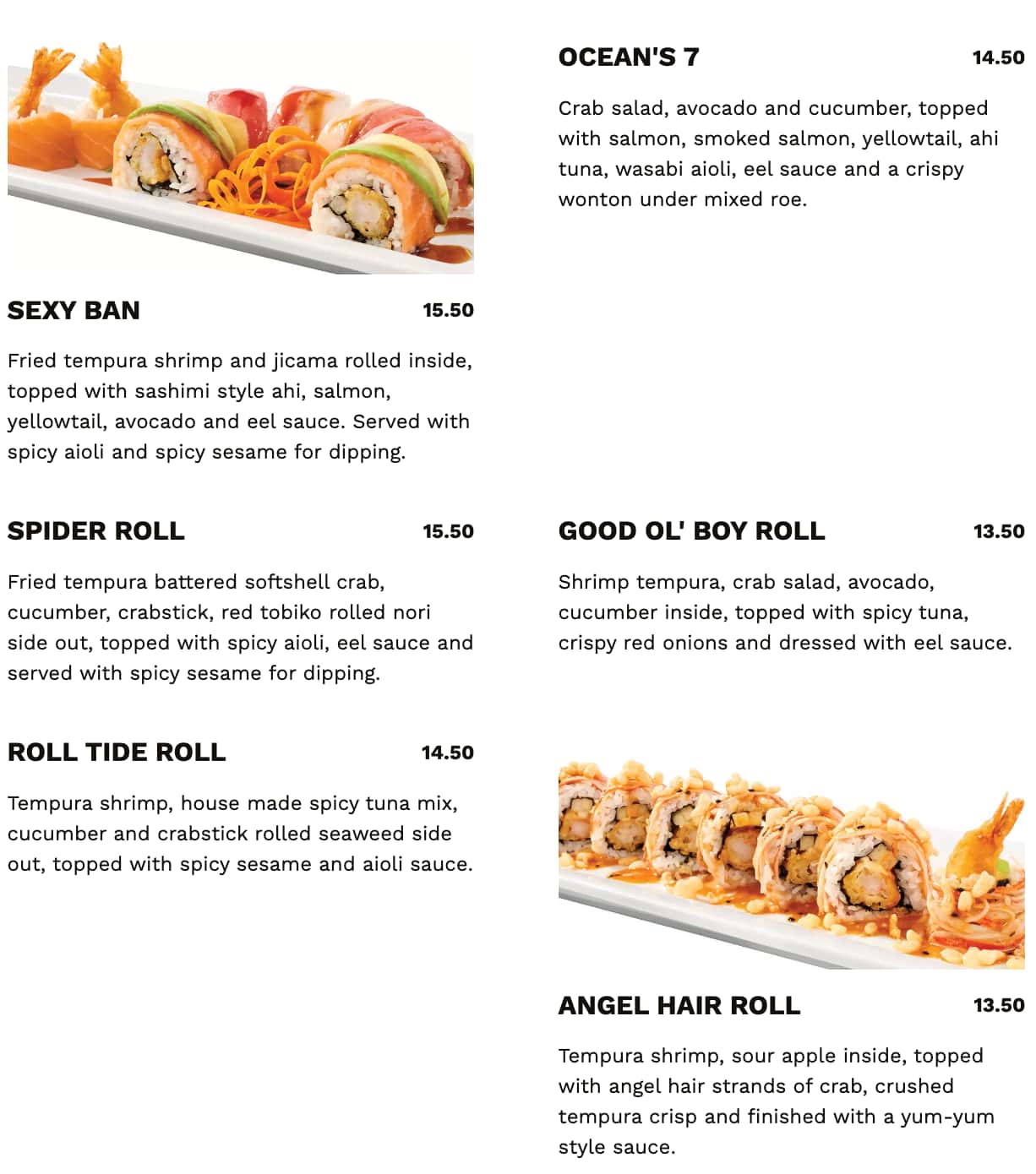 Scene Restaurant & Lounge Sushi Menu