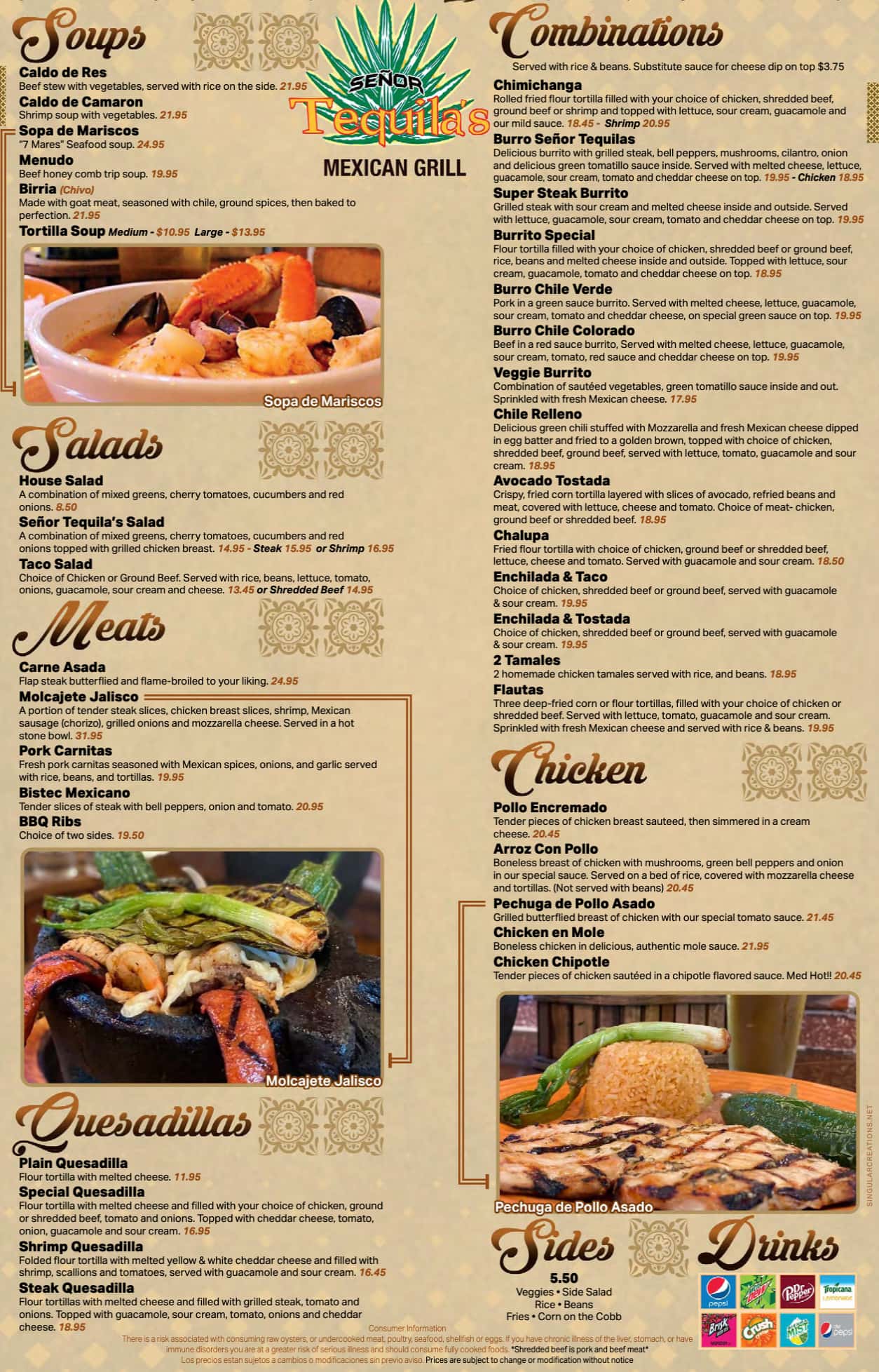Senor Tequila's Mexican Grill Main Menu